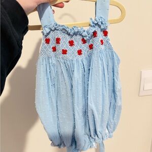 Blue Smocked Kids Bottoms